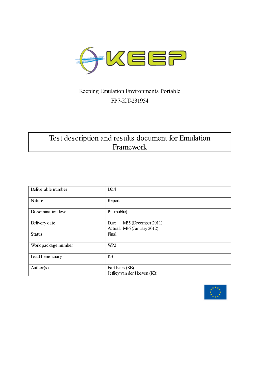 Emulation Framework Test Report Release 1.1.0 (PDF