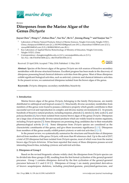 Diterpenes from the Marine Algae of the Genus Dictyota