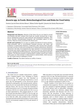 Kocuria Spp. in Foods: Biotechnological Uses and Risks for Food Safety