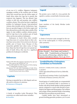 (Coleoptera: Carabidae) As Parasitoids C 719 of Any Race of A