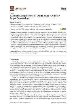 Rational Design of Metal Oxide Solid Acids for Sugar Conversion