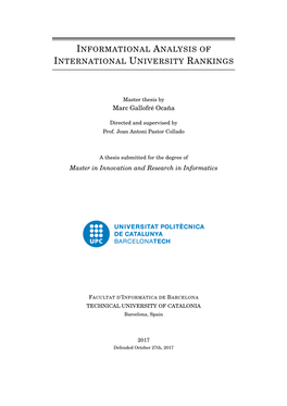Informational Analysis of International University Rankings