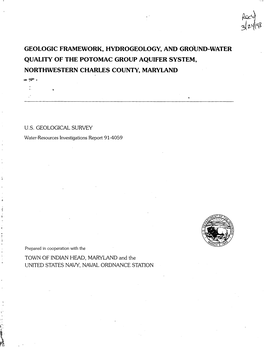 Geologic Framework, Hydrogeology, and Ground-Water Quality of the Potomac Group Aquifer System, Northwestern Charles County, Maryland