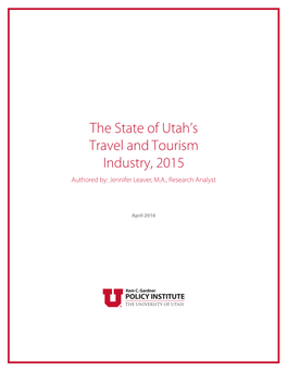 The State of Utah's Travel and Tourism Industry, 2015