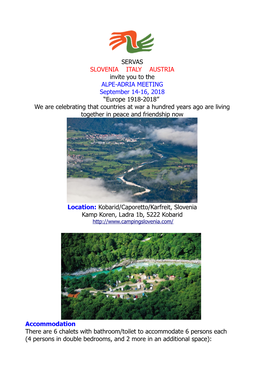 Invitation to Alpe-Adria Meeting 14-16 September 2018