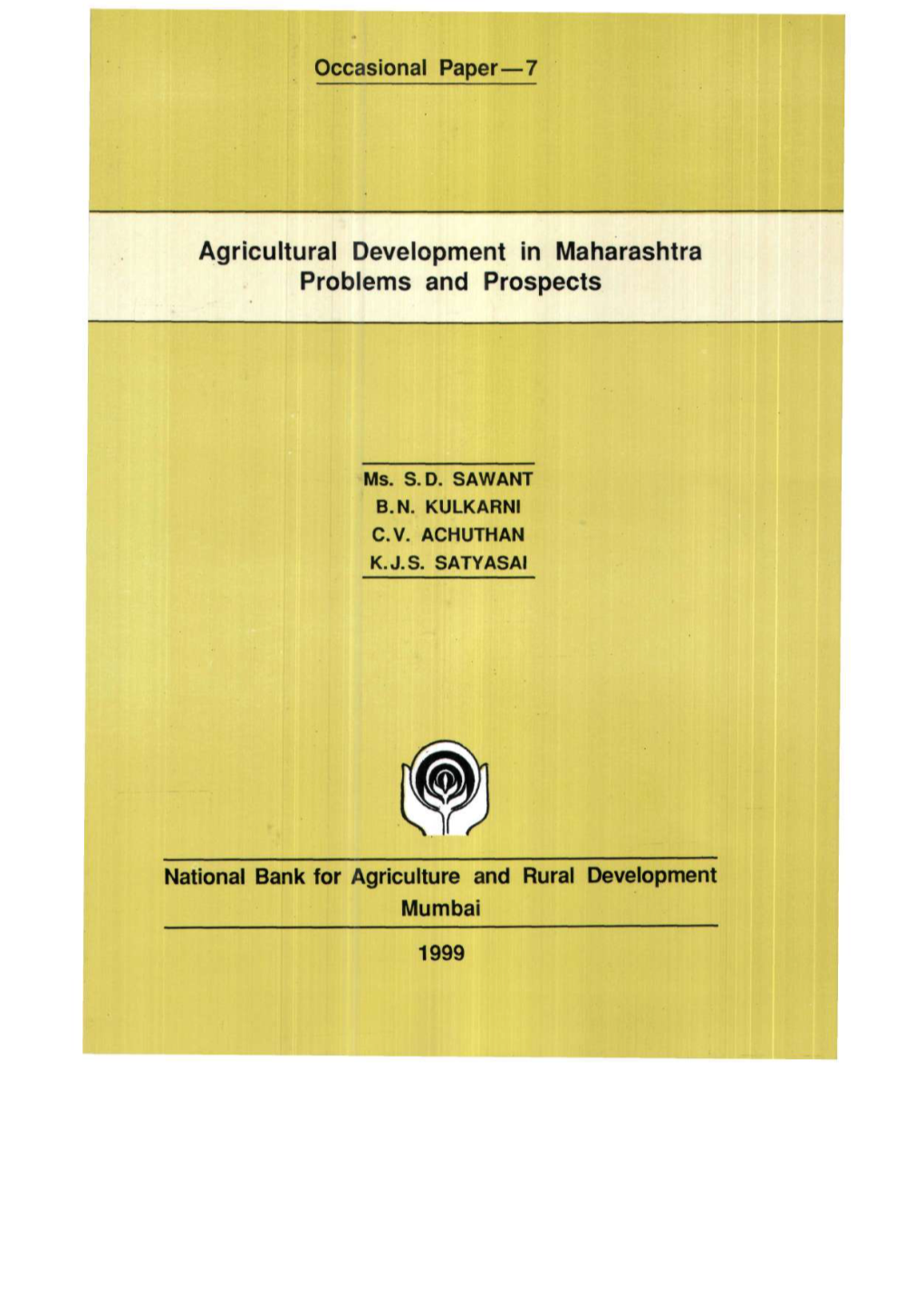 Agricultural Development in Maharashtra Problems and Prospects