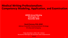 Medical Writing Professionalism: Competency Modeling, Application, and Examination