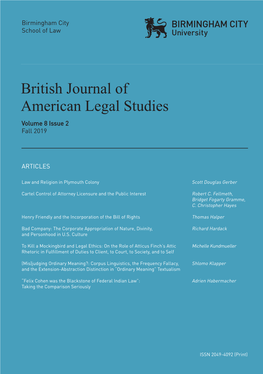British Journal of American Legal Studies