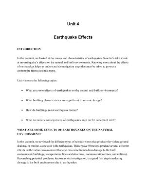 Unit 4 Earthquake Effects