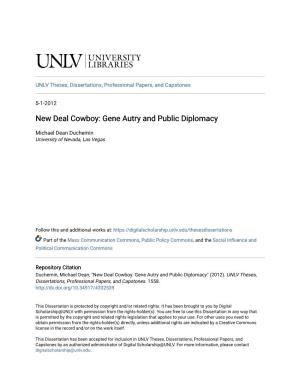 New Deal Cowboy: Gene Autry and Public Diplomacy