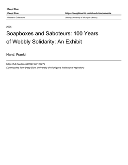 Soapboxes and Saboteurs: 100 Years of Wobbly Solidarity: an Exhibit