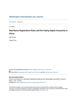 Real-Name Registration Rules and the Fading Digital Anonymity in China