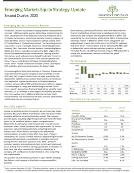 Emerging Markets Equity Strategy Update Second Quarter, 2020