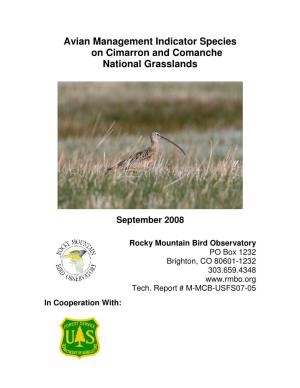 Avian Management Indicator Species on Cimarron and Comanche National Grasslands