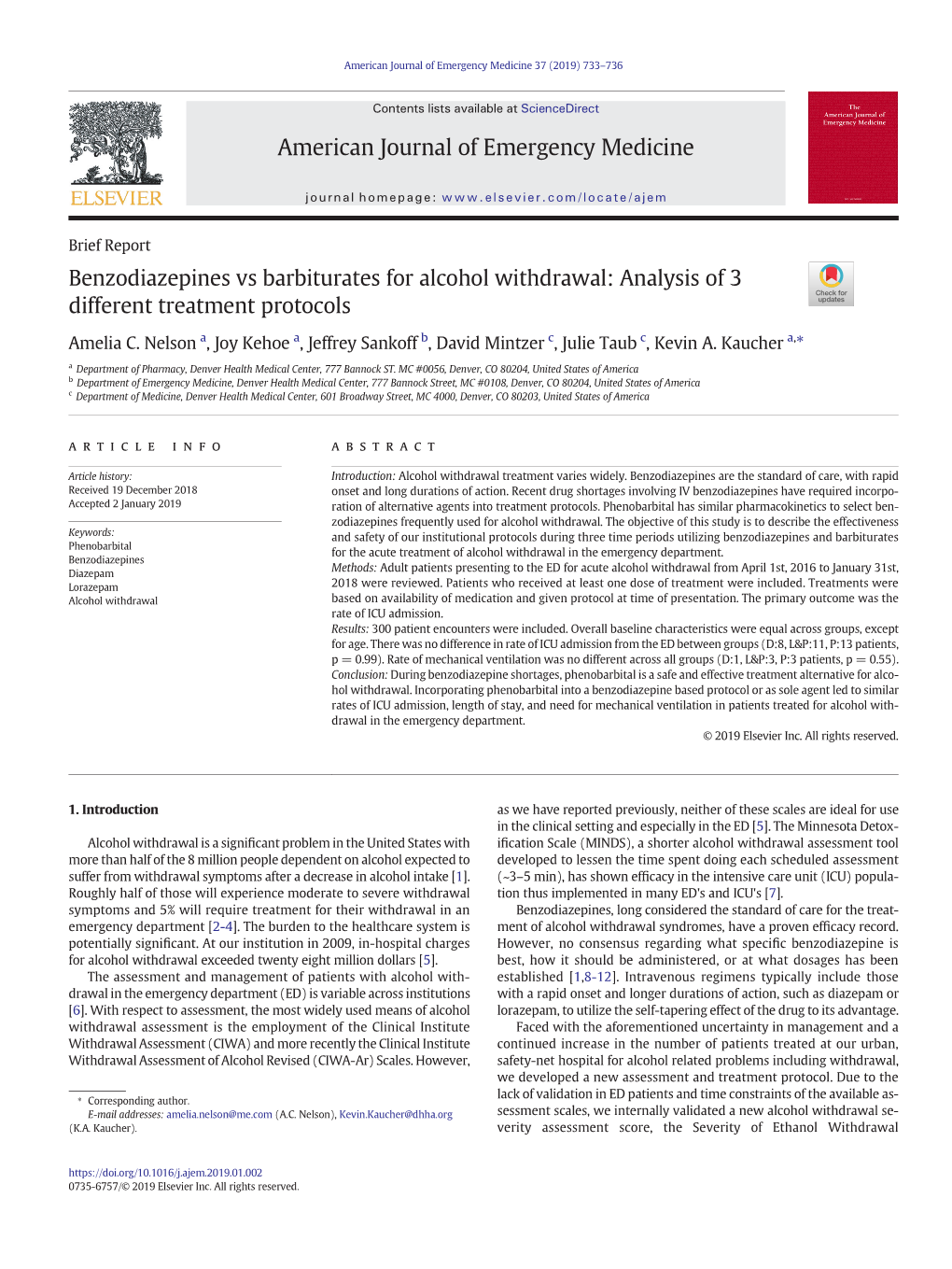 Benzodiazepines Vs Barbiturates for Alcohol Withdrawal: Analysis of 3 Different Treatment Protocols