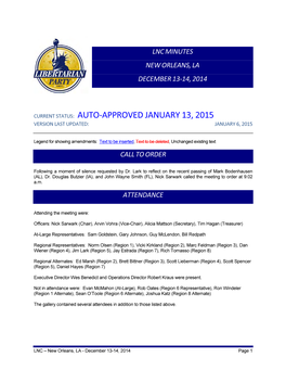 December 13–14, 2014, LNC Meeting Minutes