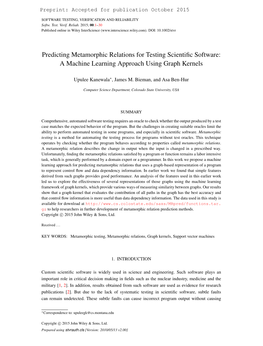 Predicting Metamorphic Relations for Testing Scientific Software 3