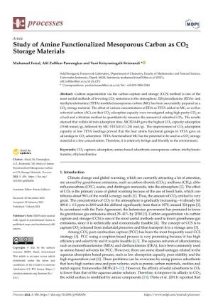 Study of Amine Functionalized Mesoporous Carbon As CO2 Storage Materials