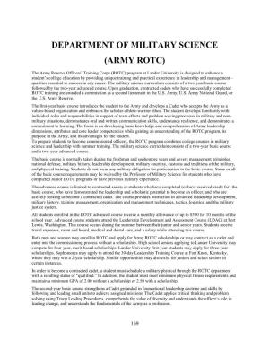 Department of Military Science (Army Rotc)