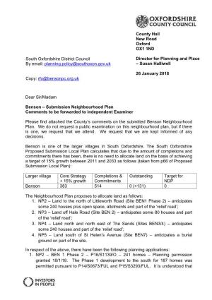 South Oxfordshire District Council by Email: Planning.Policy@Southoxon