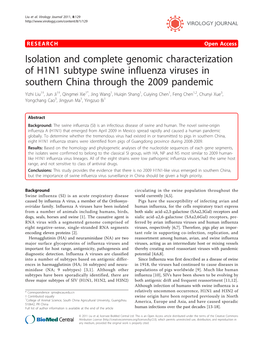 Isolation and Complete Genomic Characterization of H1N1 Subtype