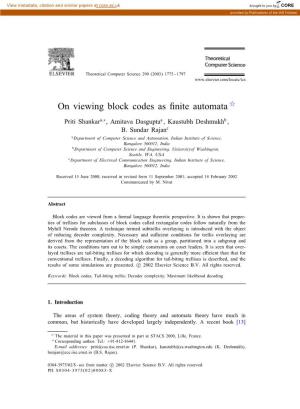 On Viewing Block Codes As Finite Automata