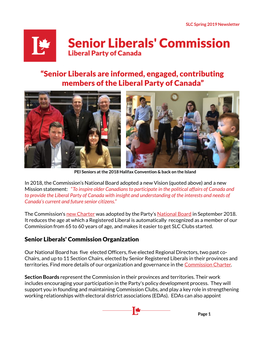 “Senior Liberals Are Informed, Engaged, Contributing Members of the Liberal Party of Canada”