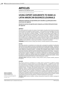 Using Expert Judgments to Rank 45 Latin American Business Journals