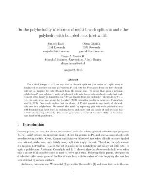 On the Polyhedrality of Closures of Multi-Branch Split Sets and Other Polyhedra with Bounded Max-Facet-Width