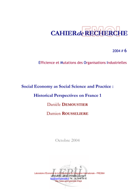 Social Economy As Social Science and Practice