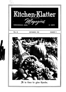 Jft Is Time Tn Giue T~Anhs. PAGE 2 KITCHEN-KLATTER MAGAZINE, MOVEMBER, 1962