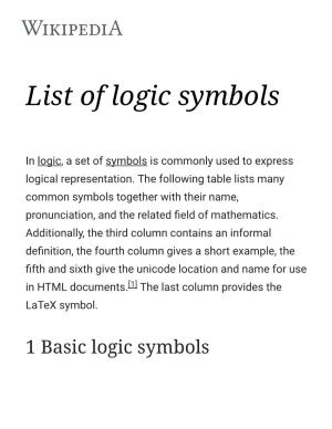 List of Logic Symbols
