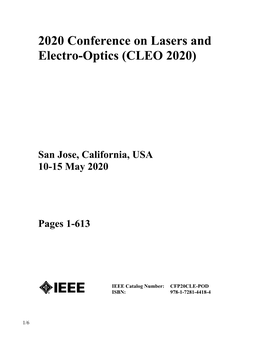 2020 Conference on Lasers and Electro-Optics