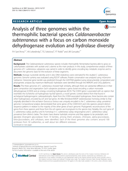 Analysis of Three Genomes Within the Thermophilic Bacterial Species