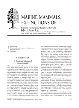 MARINE MAMMALS, EXTINCTIONS of Glenn R