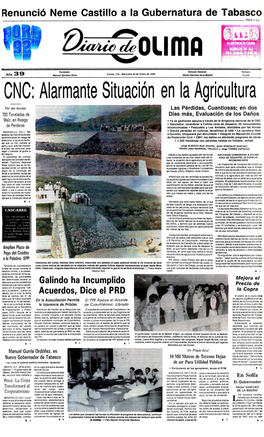 CNC: Alarmante Situacion En Ia Agricultura