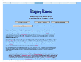 The Genealogy of the Blayney Barons of Castleblayney, Co. Monaghan, Ireland