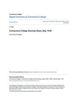 Connecticut College Alumnae News, May 1958