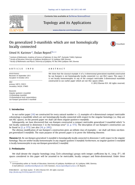 On Generalized 3-Manifolds Which Are Not Homologically Locally Connected ∗ Umed H