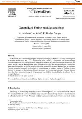 Generalized Fitting Modules and Rings