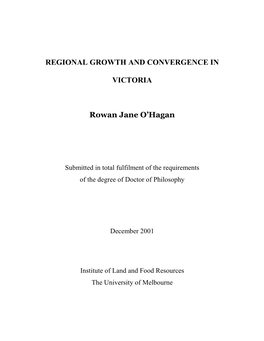 Regional Growth and Convergence in Victoria