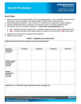 Search Worksheet