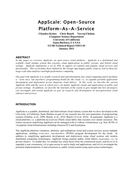 Appscale: Open-Source Platform-As-A-Service