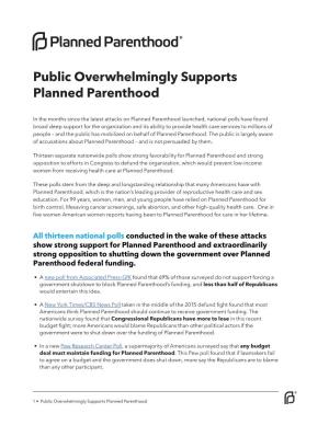 Public Overwhelmingly Supports Planned Parenthood