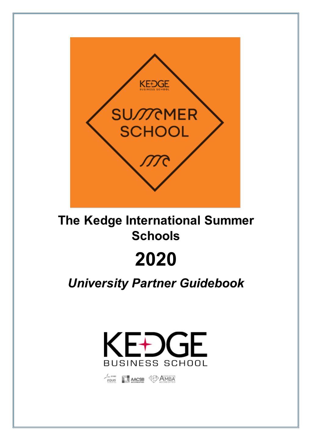 2020 Kedge International Summer Schools