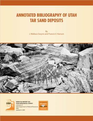 Annotated Bibliography of Utah Tar Sand Deposits