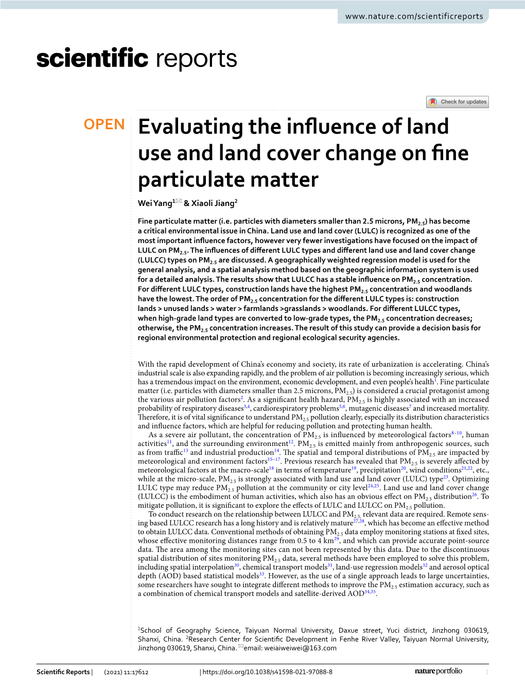 Evaluating the Influence of Land Use and Land Cover Change on Fine