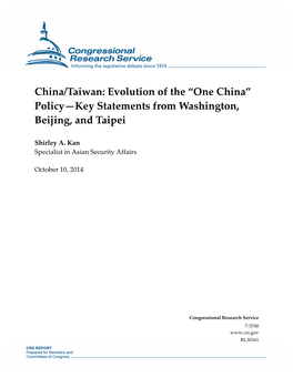 “One China” Policy—Key Statements from Washington, Beijing, and Taipei