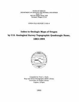 NOTICE the Oregon Department of Geology and Mineral Industries Is Publishing This Paper Because the Subject Matter Is Consistent with the Mission of the Department