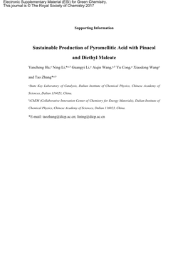 Sustainable Production of Pyromellitic Acid with Pinacol and Diethyl Maleate